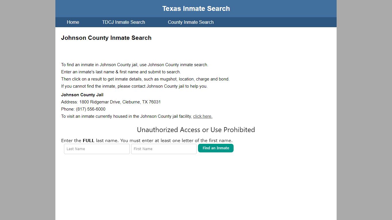 Johnson County Inmate Search