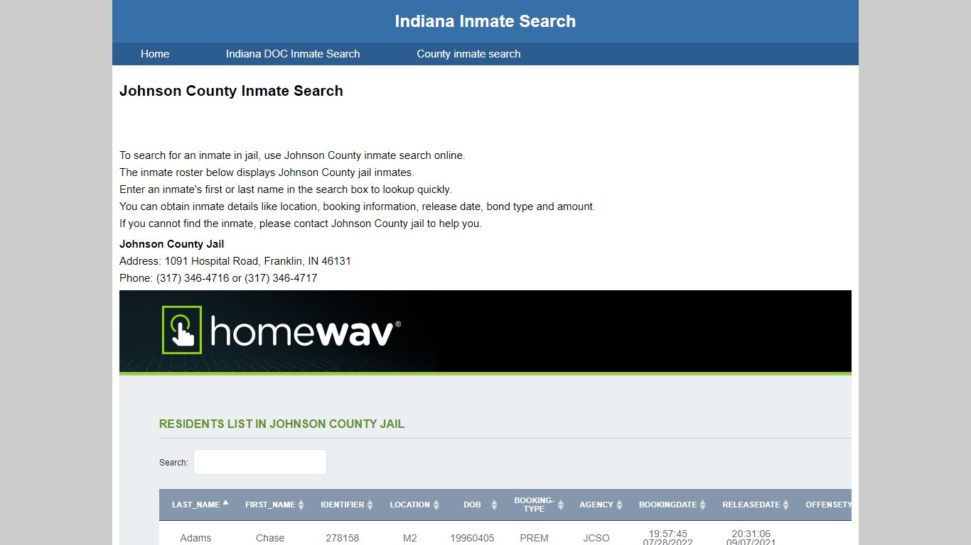 Johnson County Inmate Search